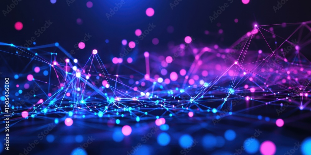 Obraz premium abstract technology background with glowing particles and lines