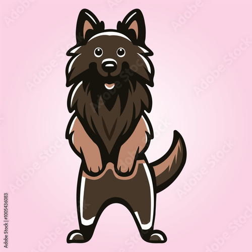 A Belgian Tervuren Dog Standing with Confidence Behind Legs - Dog Cartoon isolated vector illustration
