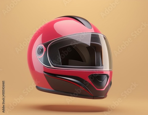 3D pink and black motorcycle helmet with a clear visor