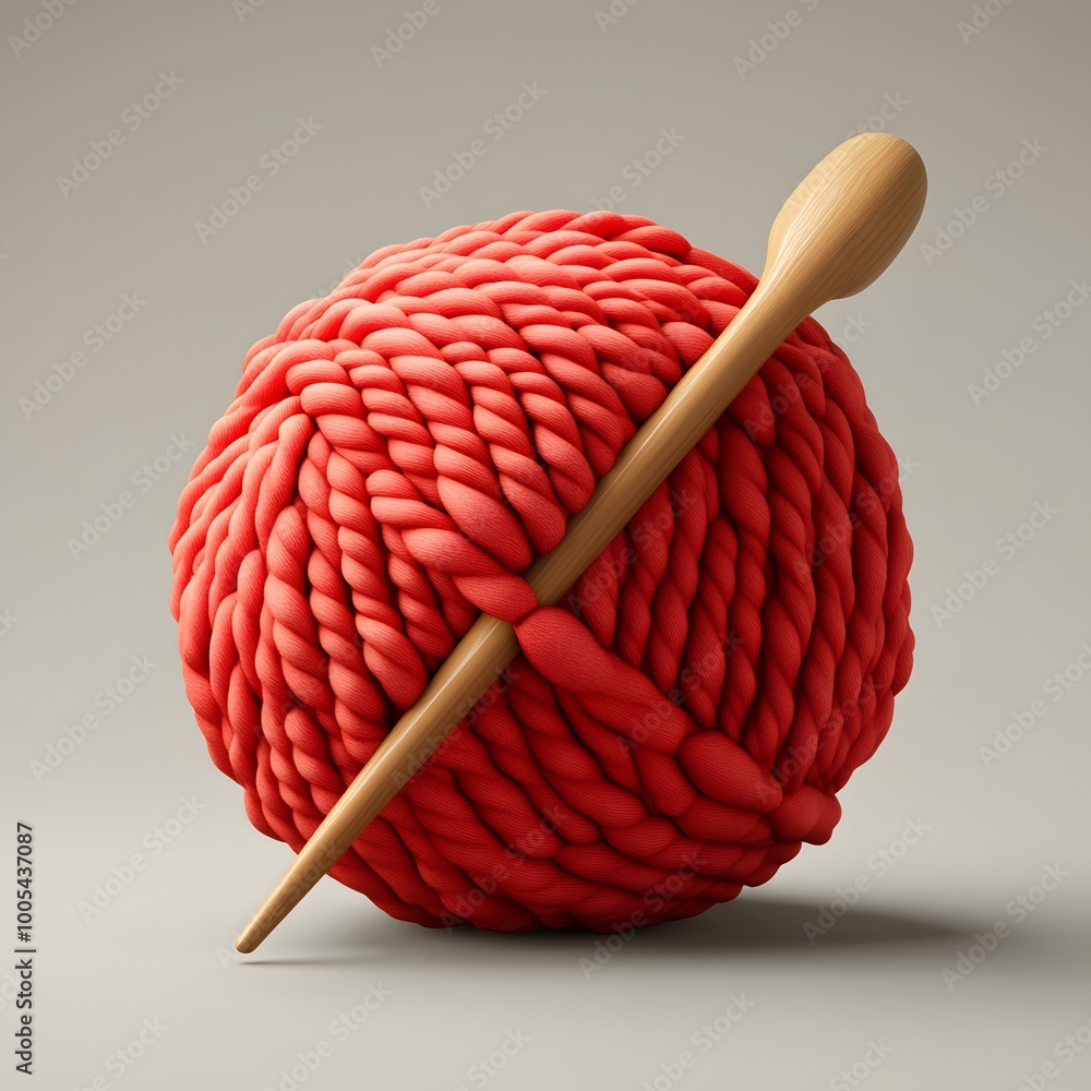 Cozy 3D Yarn Ball for Knitting and Crochet Illustration Cozy 3D Yarn Ball for Knitting and Crochet Illustration