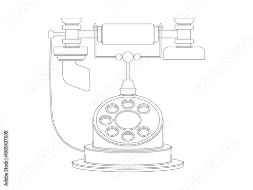 Dial phone telephone old antique item communication device receiver talking speak classic retro electronic design outline