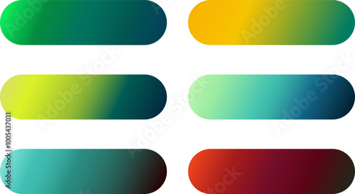 A set of Colorful gradient round shape. Spheres of vivid gradient. Multicolor circles buttons in transparent background.