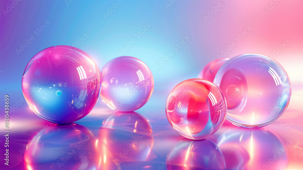 Reflections of light and color in a serene arrangement of translucent spheres Reflections of light and color in a serene arrangement of translucent spheres