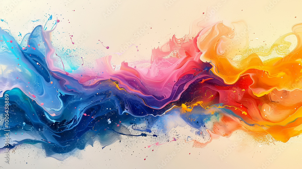 Vibrant abstract waves of color flowing together in a harmonious blend at sunset Vibrant abstract waves of color flowing together in a harmonious blend at sunset