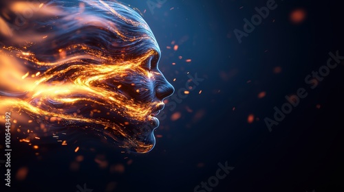 Ethereal Flow of Light and Energy in Profile View photo