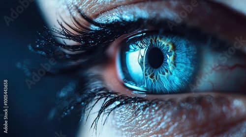 Close-Up of a Mesmerizing Blue Eye with Long Lashes