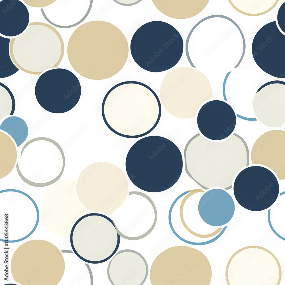 Modern Abstract Circles Seamless Pattern in Soft Color Palette Modern Abstract Circles Seamless Pattern in Soft Color Palette