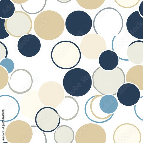 Modern Abstract Circles Seamless Pattern in Soft Color Palette