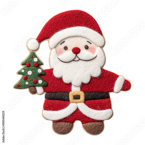 A Cheerful Felt Santa Claus Holding a Tiny Christmas Tree for Holiday Joy