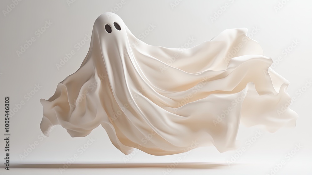 Ethereal White Ghost Floating in Space Ethereal White Ghost Floating in Space