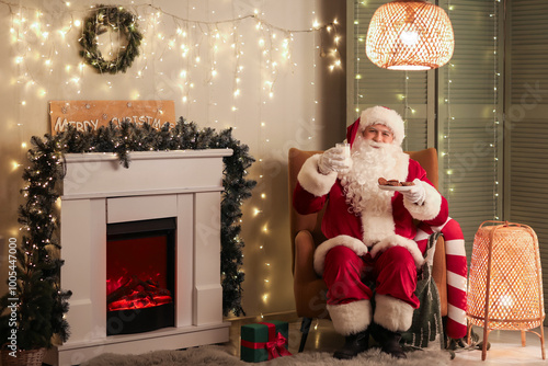 Smiling santa claus enjoyin...