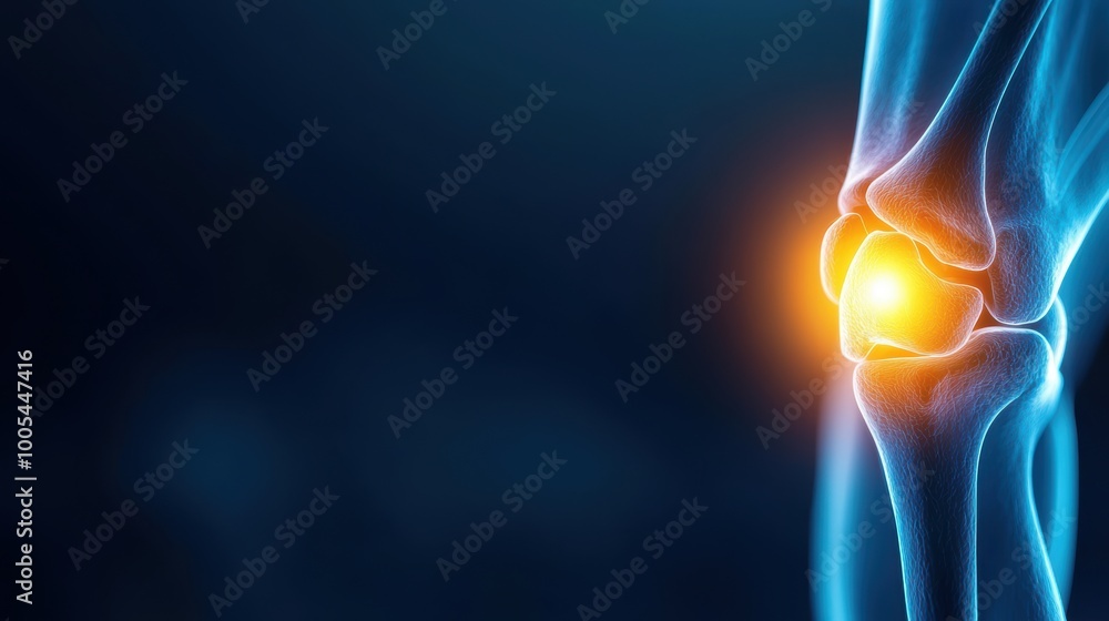 Glowing Knee Joint in Medical Illustration Glowing Knee Joint in Medical Illustration