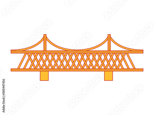 China city downtown bridge Chinese architecture building style suspension bridge type art icon oriental design