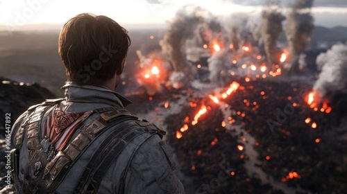 Hero Observes Devastation After Epic Battle Scene