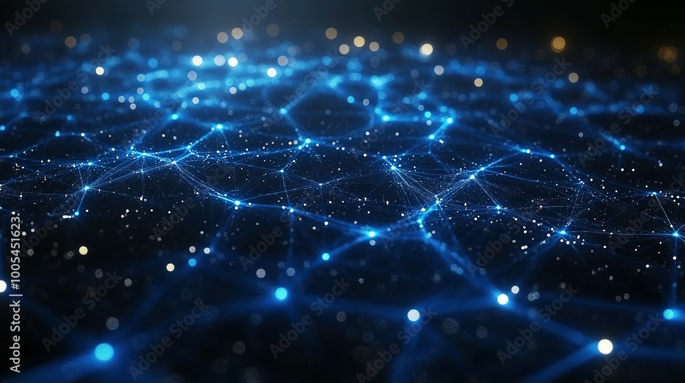 Abstract Blue Network with Glowing Nodes and Lines Abstract Blue Network with Glowing Nodes and Lines