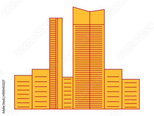 China big city metropolis modern place buildings architectural tourist destination urban landmark design set icon