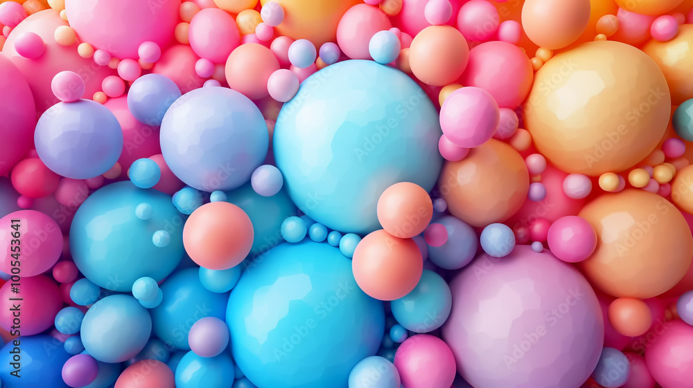Colorful spheres in a vibrant arrangement create a joyful and playful atmosphere Colorful spheres in a vibrant arrangement create a joyful and playful atmosphere