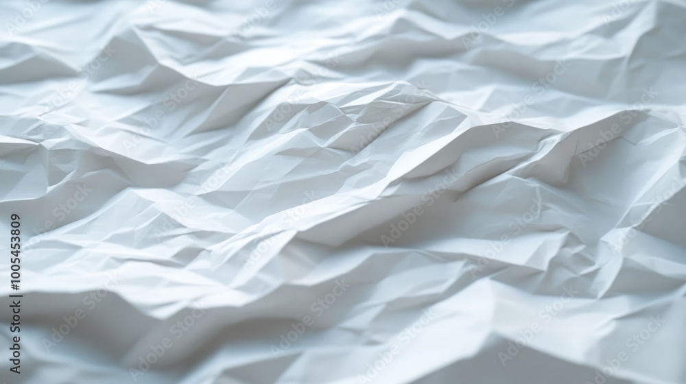 A close-up of crumpled white paper showcasing texture and depth. A close-up of crumpled white paper showcasing texture and depth.