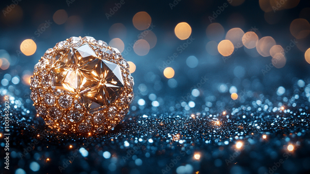 Diamond Christmas tree ball on a blue background. Diamond Christmas tree ball on a blue background.