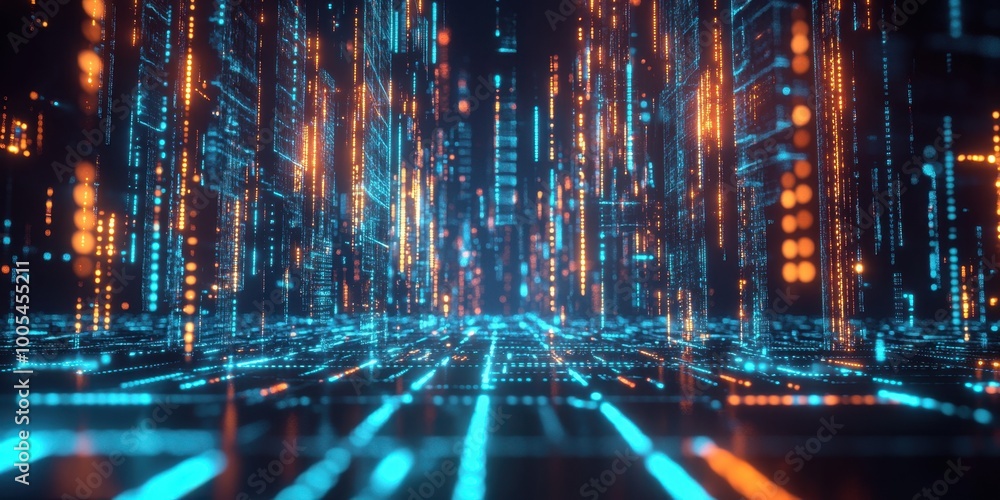 Fototapeta premium a futuristic city with glowing lights