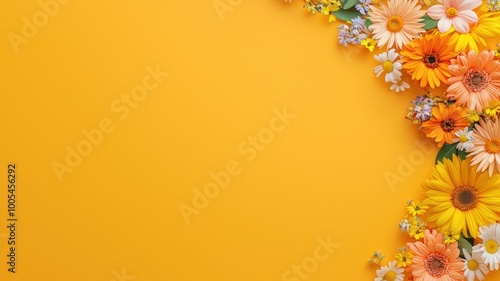 Bright Floral Arrangement on Yellow Background photo