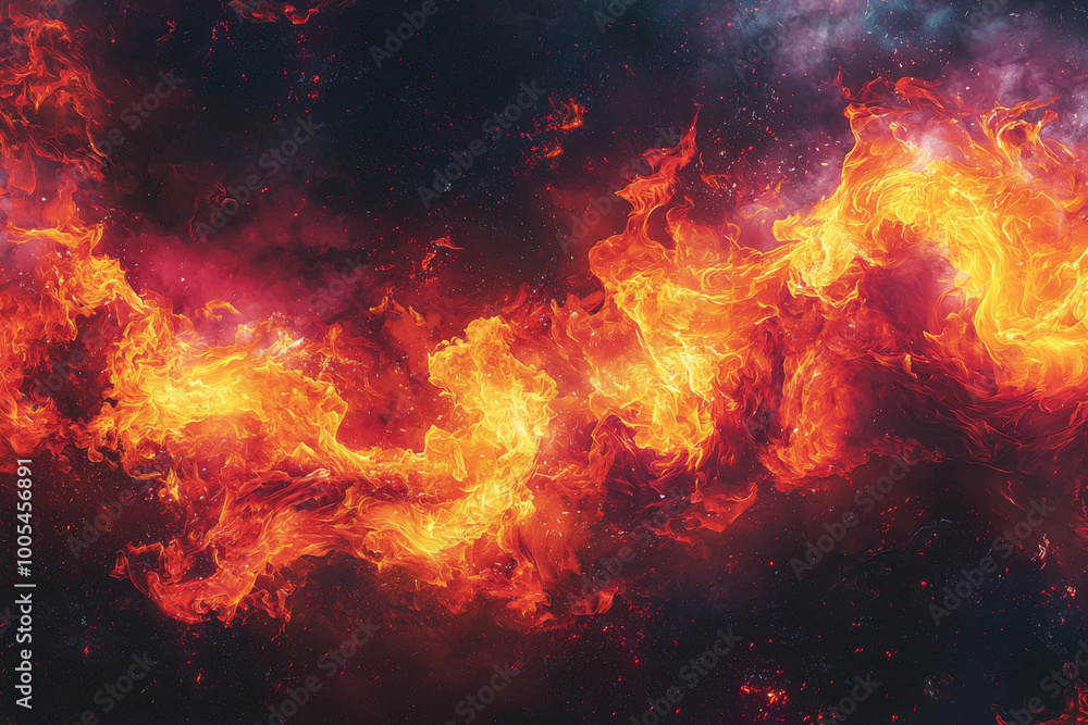 A vibrant representation of swirling flames against a dark cosmic background, evoking a sense of energy and movement. A vibrant representation of swirling flames against a dark cosmic background, evoking a sense of energy and movement.