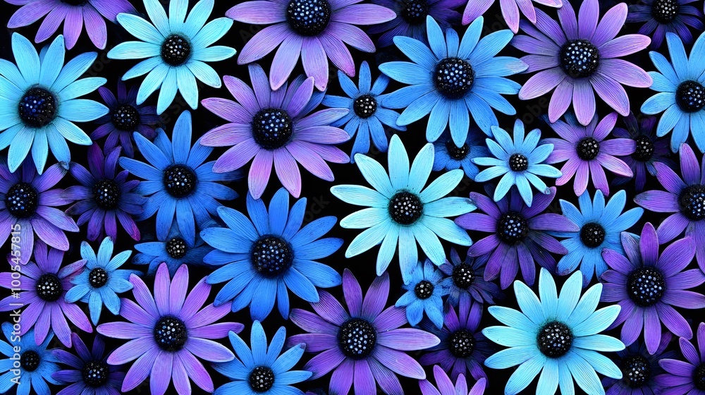 Fototapeta premium A close-up of vibrant flowers covered in fresh raindrops after a summer rain
