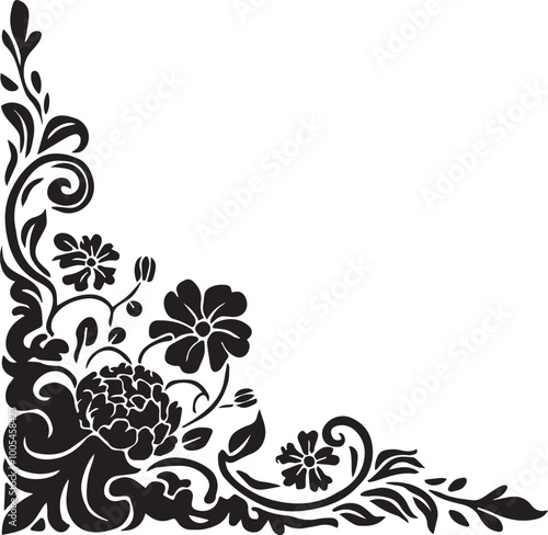 A vector graphic illustration of a classical decorative corner with a left frame. 