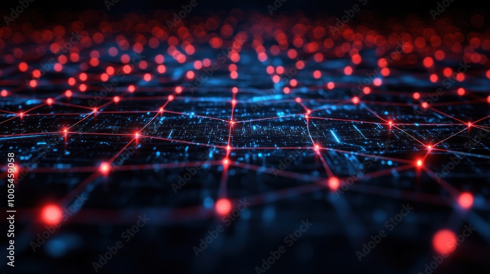 A digital network visualization with glowing nodes and connections, representing data flow. A digital network visualization with glowing nodes and connections, representing data flow.