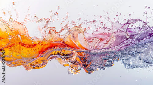 Vibrant droplets collide in a dance of colors and textures during a watery splash