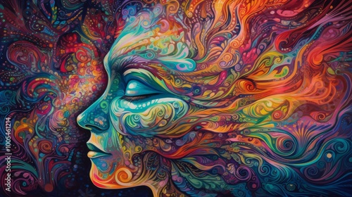 Wallpaper Mural A vibrant, abstract depiction of a face with swirling colors. Torontodigital.ca