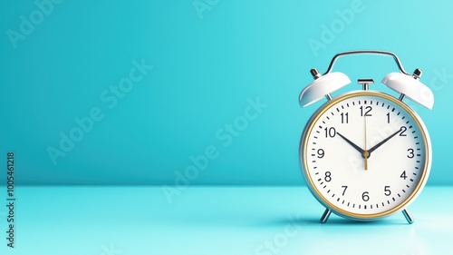 Classic Alarm Clock on a Blue Background