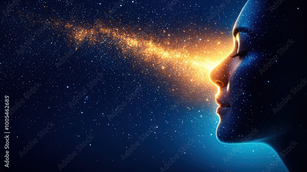 Cosmic Energy Flowing from a Contemplative Face Cosmic Energy Flowing from a Contemplative Face