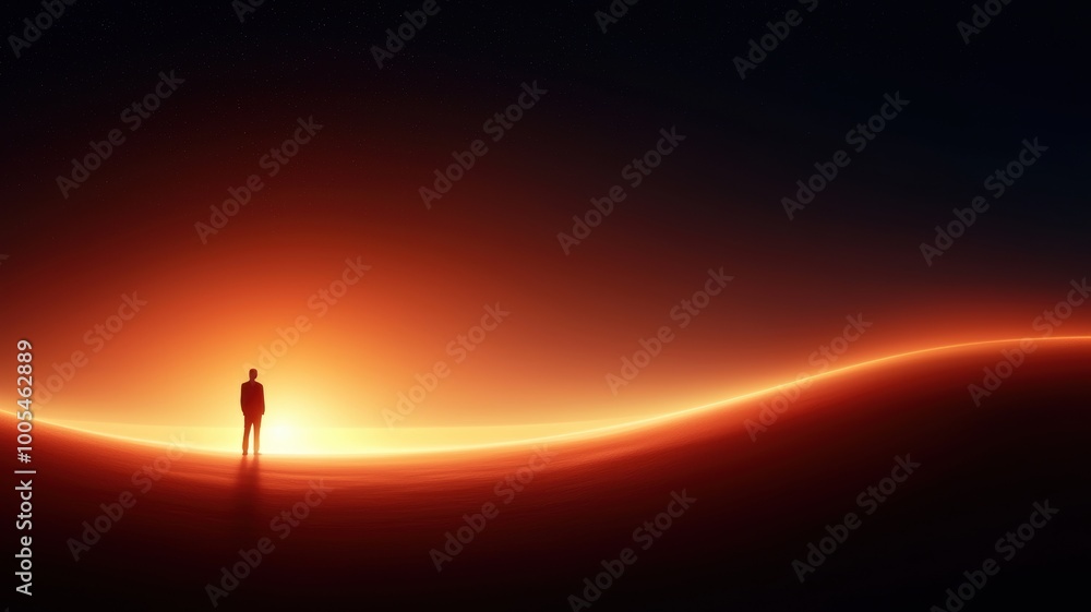 Fototapeta premium Silhouette Against Dramatic Sunset Horizon