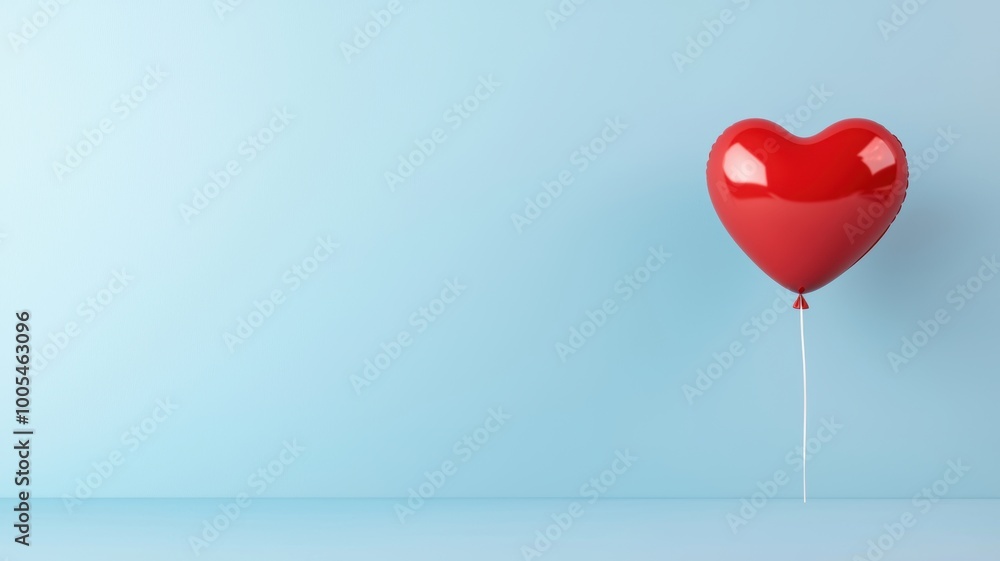 Heart Shaped Red Balloon on Blue Background Heart Shaped Red Balloon on Blue Background