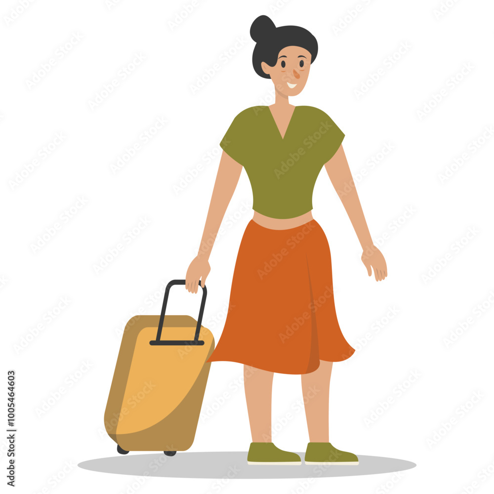Holiday Traveler Character. People with Suitcase and Backpack. Vector Illustration on White Background. Holiday Traveler Character. People with Suitcase and Backpack. Vector Illustration on White Background.