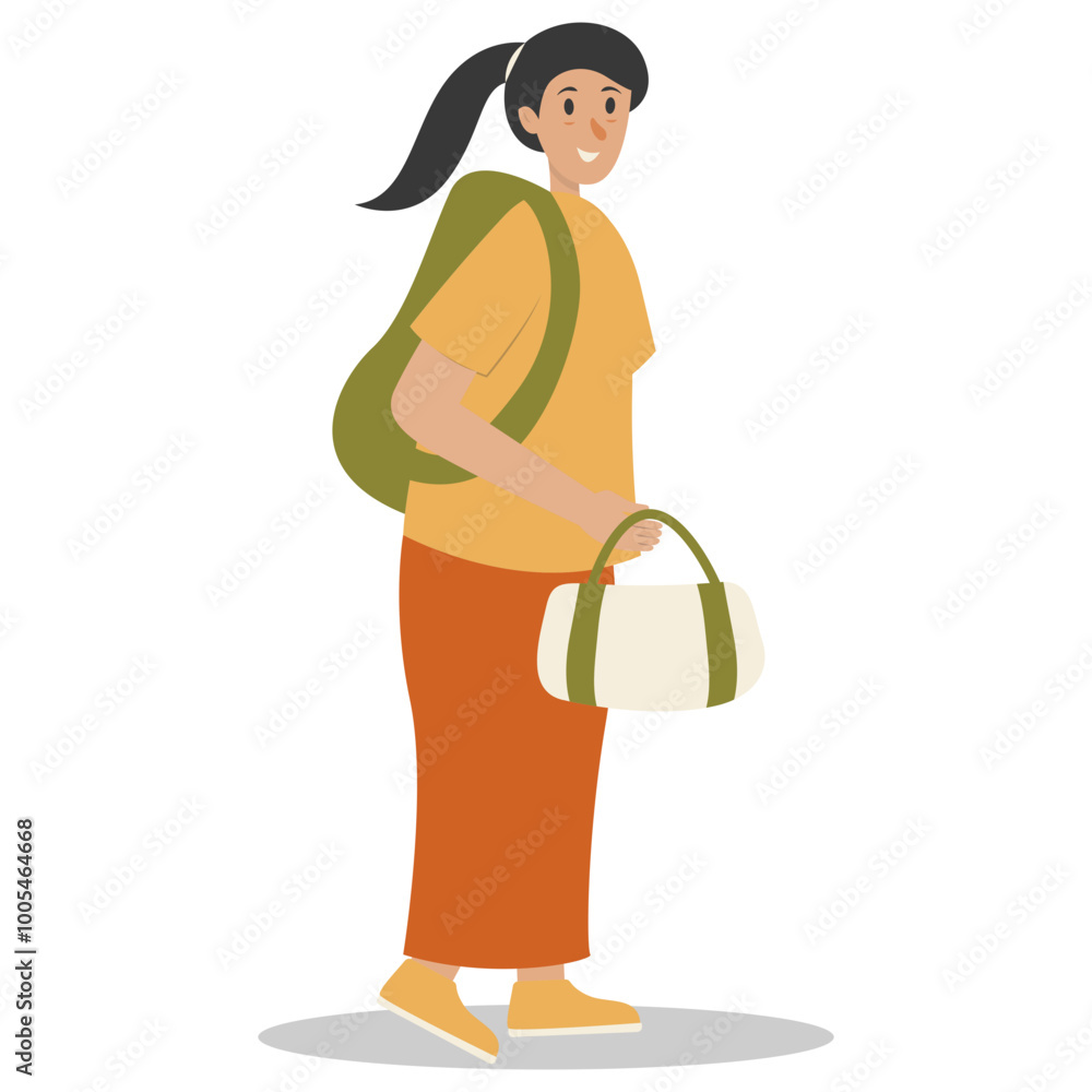 Holiday Traveler Character. People with Suitcase and Backpack. Vector Illustration on White Background. Holiday Traveler Character. People with Suitcase and Backpack. Vector Illustration on White Background.