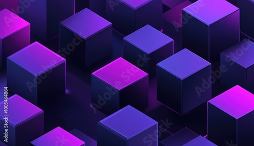 Abstract 3D Pattern with Neon Glow