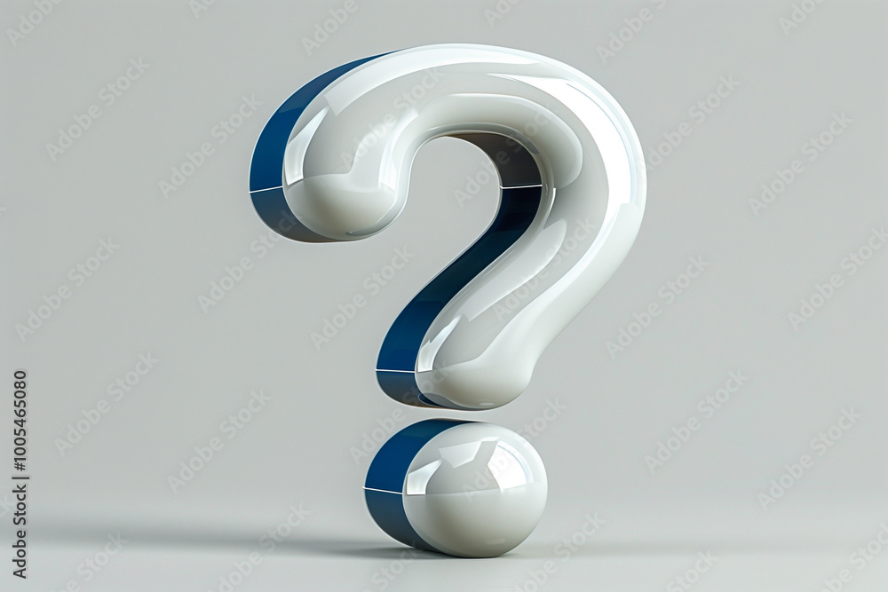 3D question icon white and blue on a white background 3D question icon white and blue on a white background