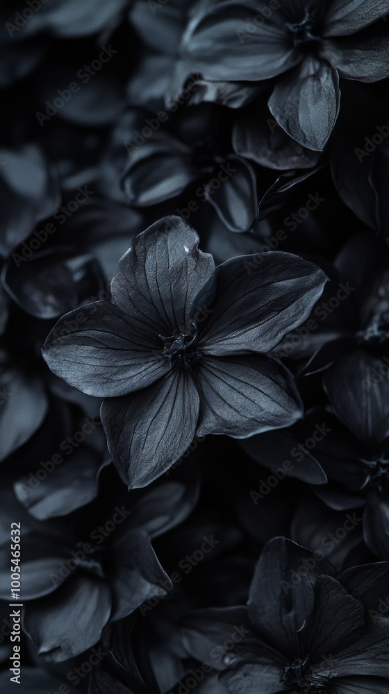 Dark floral close-up, monochromatic elegance Dark floral close-up, monochromatic elegance