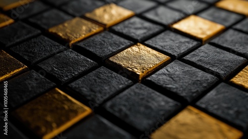 Black and Gold Tiled Floor