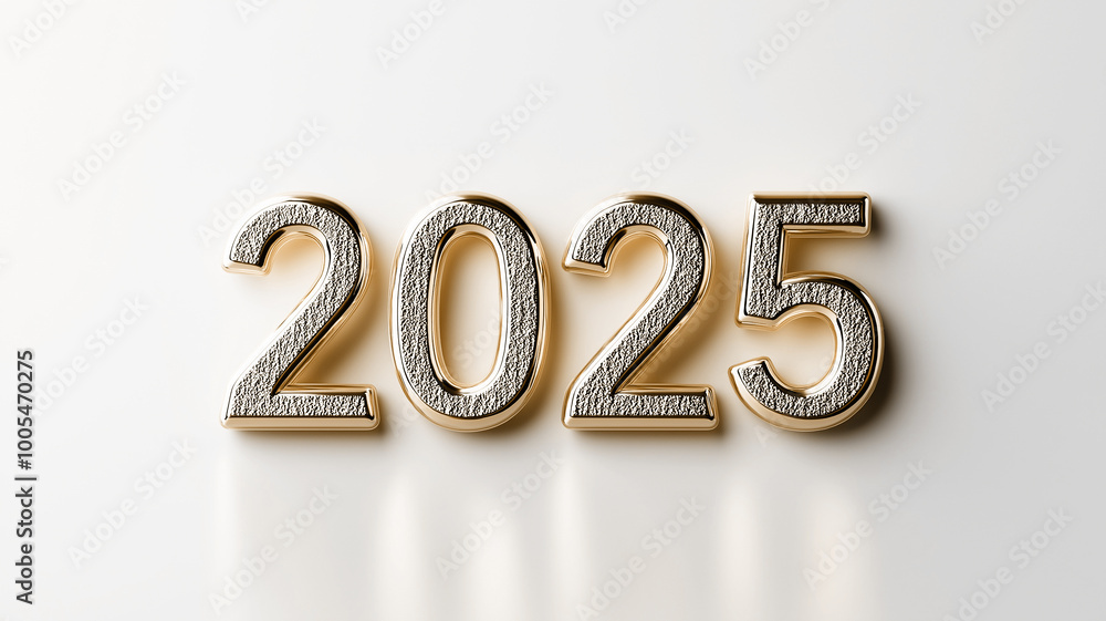 year 2025 golden numbers with reflection on shiny background year 2025 golden numbers with reflection on shiny background