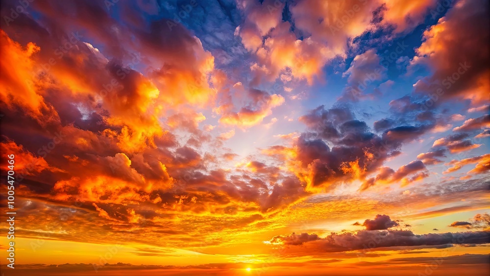 Obraz premium Golden Hour Cloudscape, A Symphony of Orange and Blue