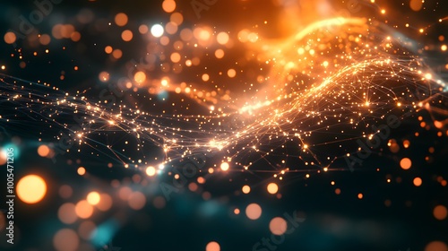 Abstract Golden Network with Bokeh Lights