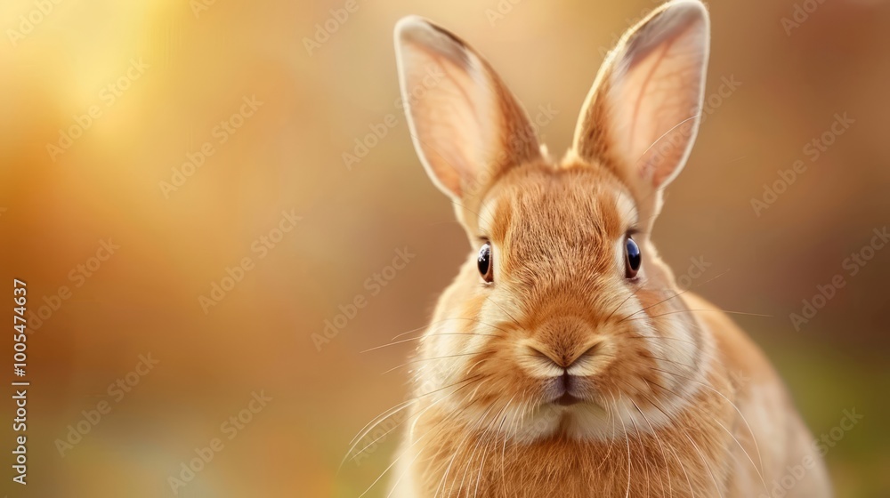 Fototapeta premium Cute Rabbit with Curious Eyes in Close-Up View