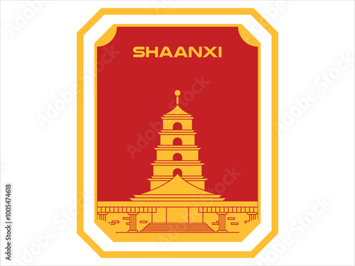 Shaanxi inland province Northwestern China city landmark place postcard collectable card poster brochure design icon set oriental
