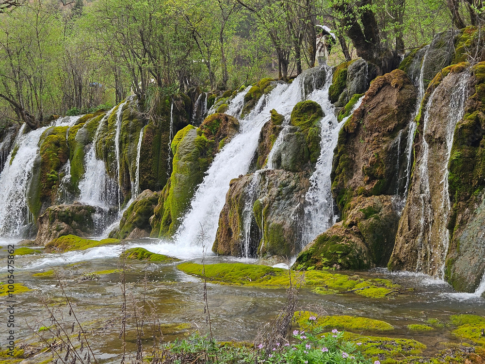 Horizontal waterfalls a beautiful landscape of Jiuzhai Valley National Park in Chengdu, Horizontal waterfalls a beautiful landscape of Jiuzhai Valley National Park in Chengdu,