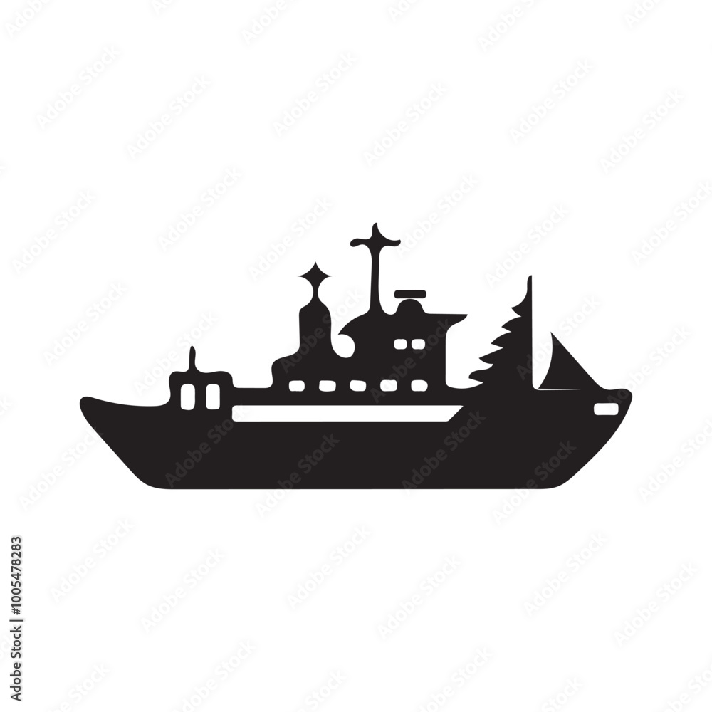 Obraz premium Vector motor boat silhouette image.