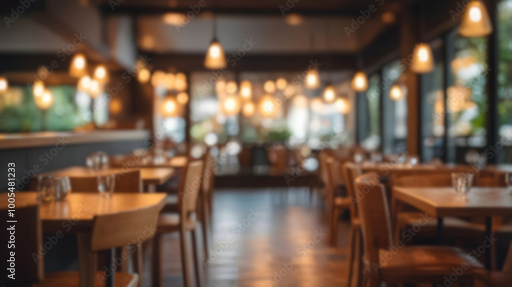 Blur image of restaurant with bokeh for background usage Blur image of restaurant with bokeh for background usage