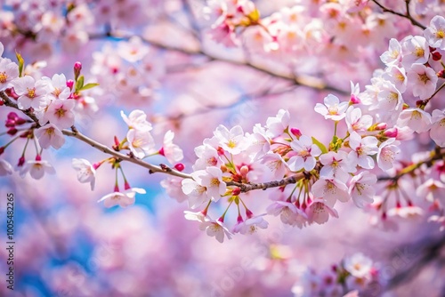 Panoramic cherry blossom in spring with soft focus sakura season in Korea background